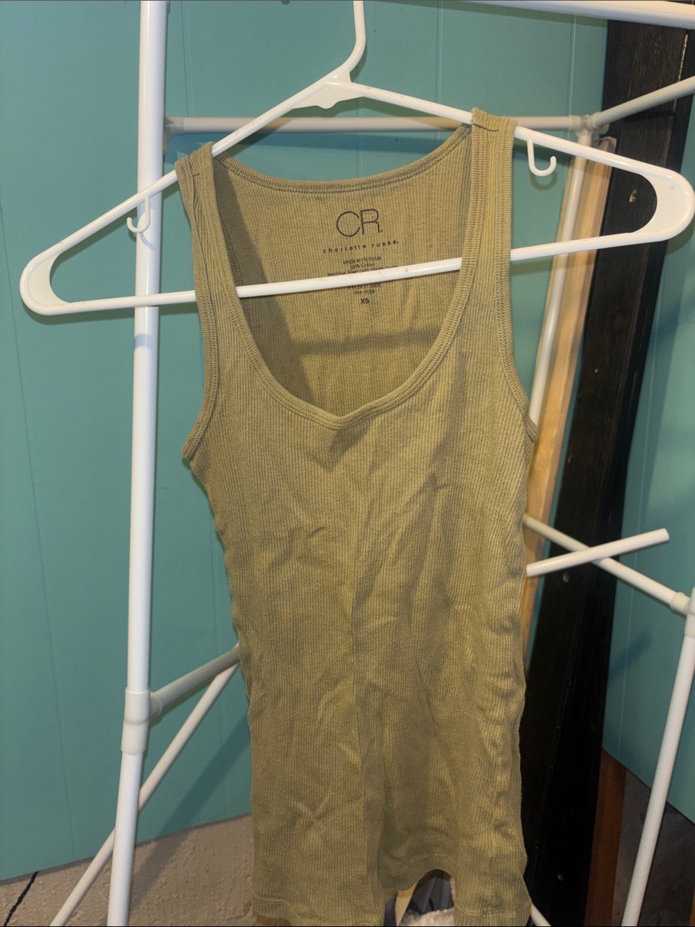 Charlotte Russe Olive Ribbed Scoop Tank